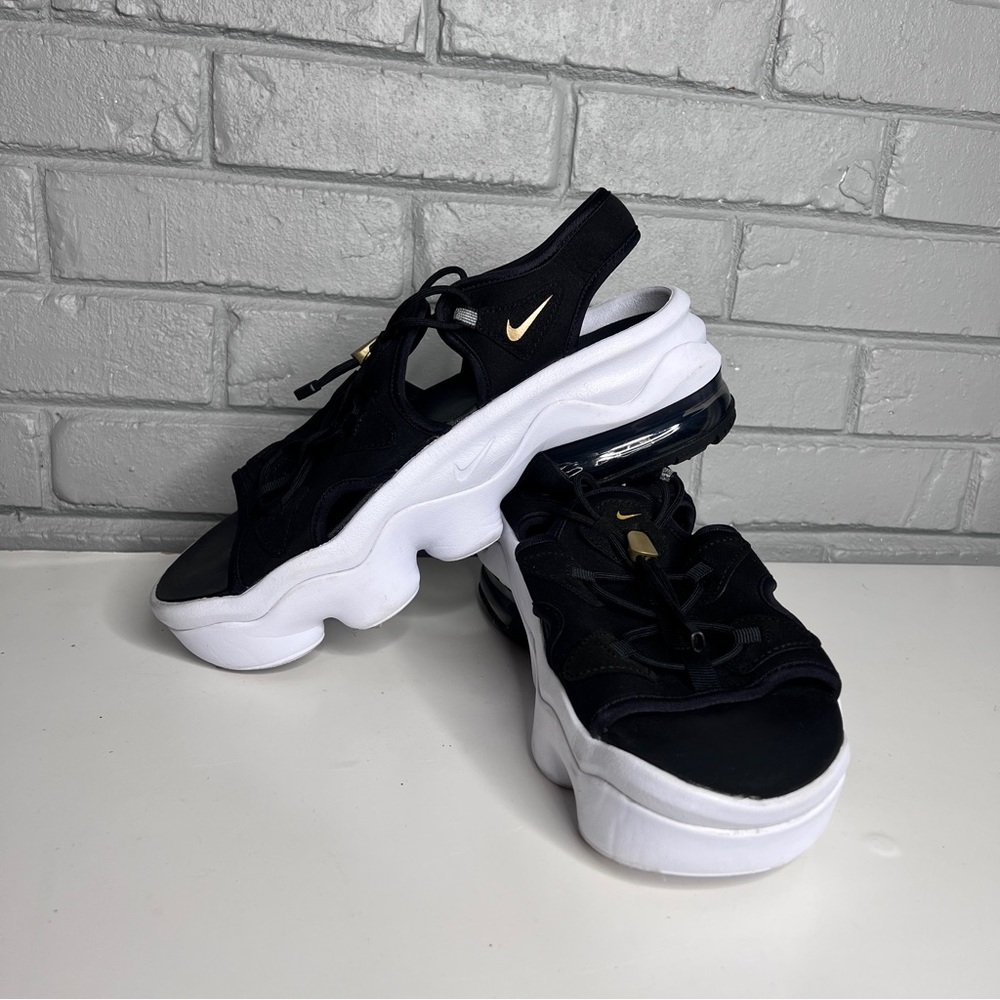 Nike Air Max Koko Black & White Platform Slingback Sandal with Gold Colorway
